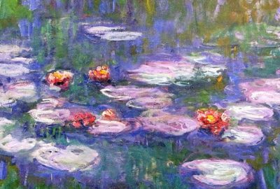 Impressionist painting of water lilies